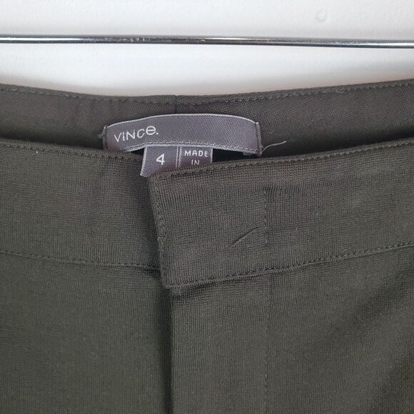 VINCE 4 Ponte Knit Ankle Skinny Pant Zippered hip pockets Dark Army Green - Picture 6 of 6